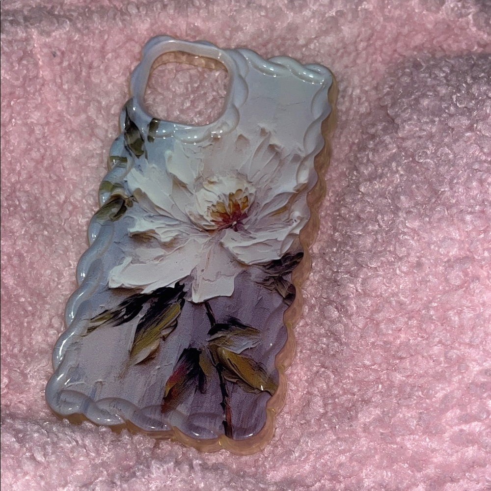 iPhone 13 Floral Phone Case - White and Gray